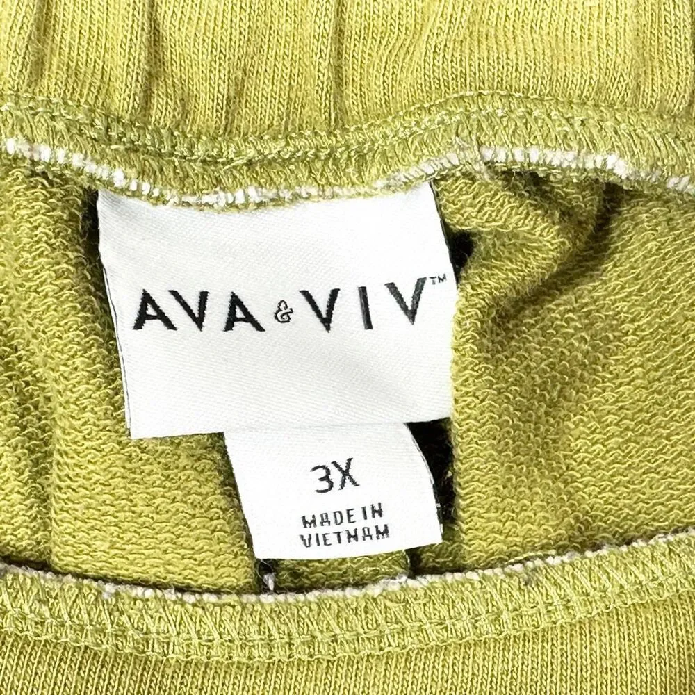Ava Viv Plus Size 3X Shorts Army‎ Green Pockets Solid Elastic Waist Pull On